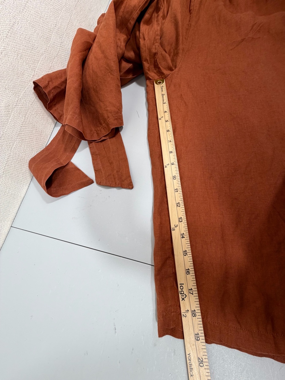 Linen Wide-Leg Women Jumpsuit Large Brown VNeck Short Sleeve Belted Pockets - Picture 5 of 8